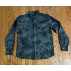 Affliction Black White Colored Distressed Embroidered Detailed Long Sleeve XL